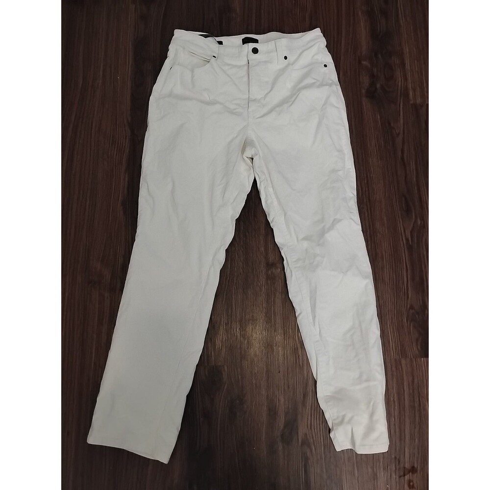 talbots pants Women's Size 8 Petite Mid Rise Curvy Straight Leg White Corduroy